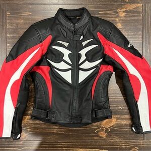 Black and Red Gericke Leather Motorcycle Jacket size 36/8 (Small)